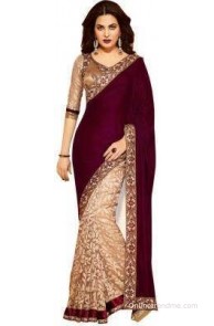 Leela Fashion Embriodered Bollywood Handloom Velvet Sari